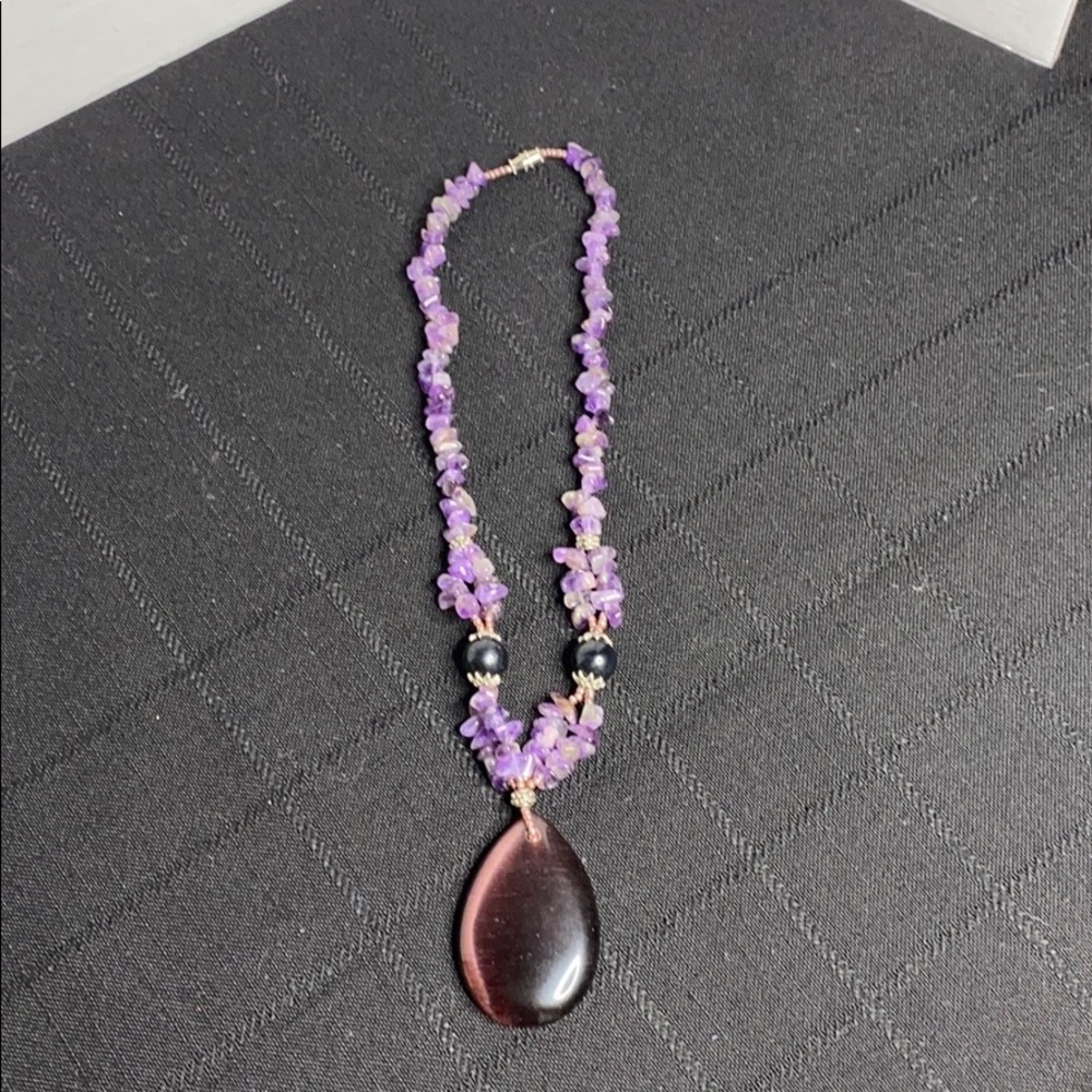 Natural amethyst hand strung necklace